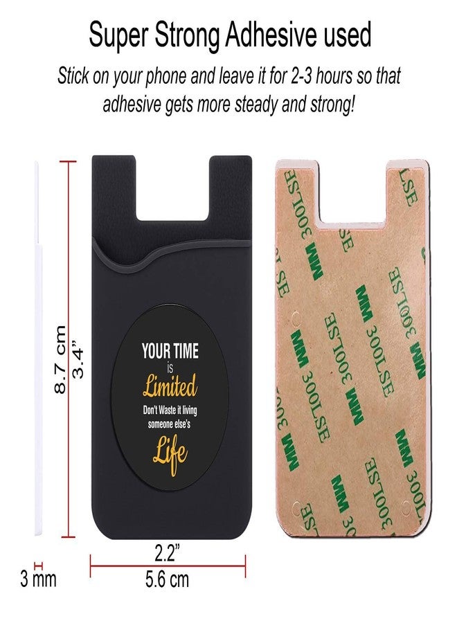 Plan To Gift Set of 3 Cell Phone Card Wallet, Silicone Phone Card Id Cash Wallet with 3M Adhesive Stick-on Time is Limited Printed Designer Mobile Wallet for Your Phone & Tablet - Image 2